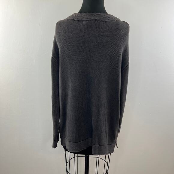 Carbon 2 Cobalt Gray Knit Sweater Cotton Round Neck Long Sleeve Pullover L Large - Picture 5 of 7